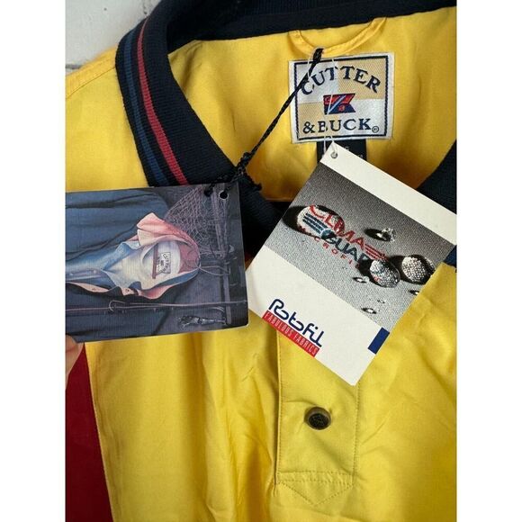 CUTTER & BUCK yellow blue red CLIMAGUARD mens windbreaker coat size L NWT - Picture 5 of 12